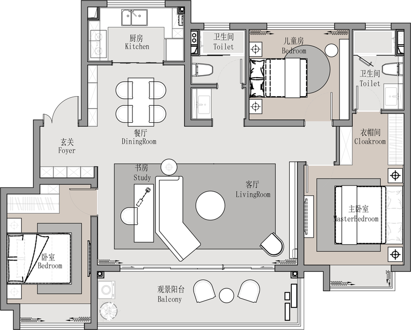 绿地香港·观云山项目洋房 110 户型样板间-6