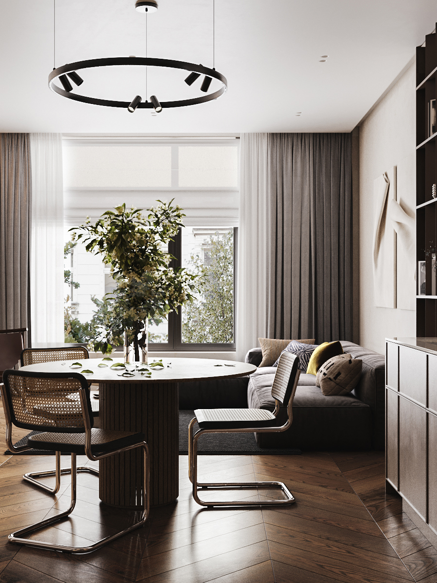 带黑樱桃元素的现代客餐厅设计项目-1