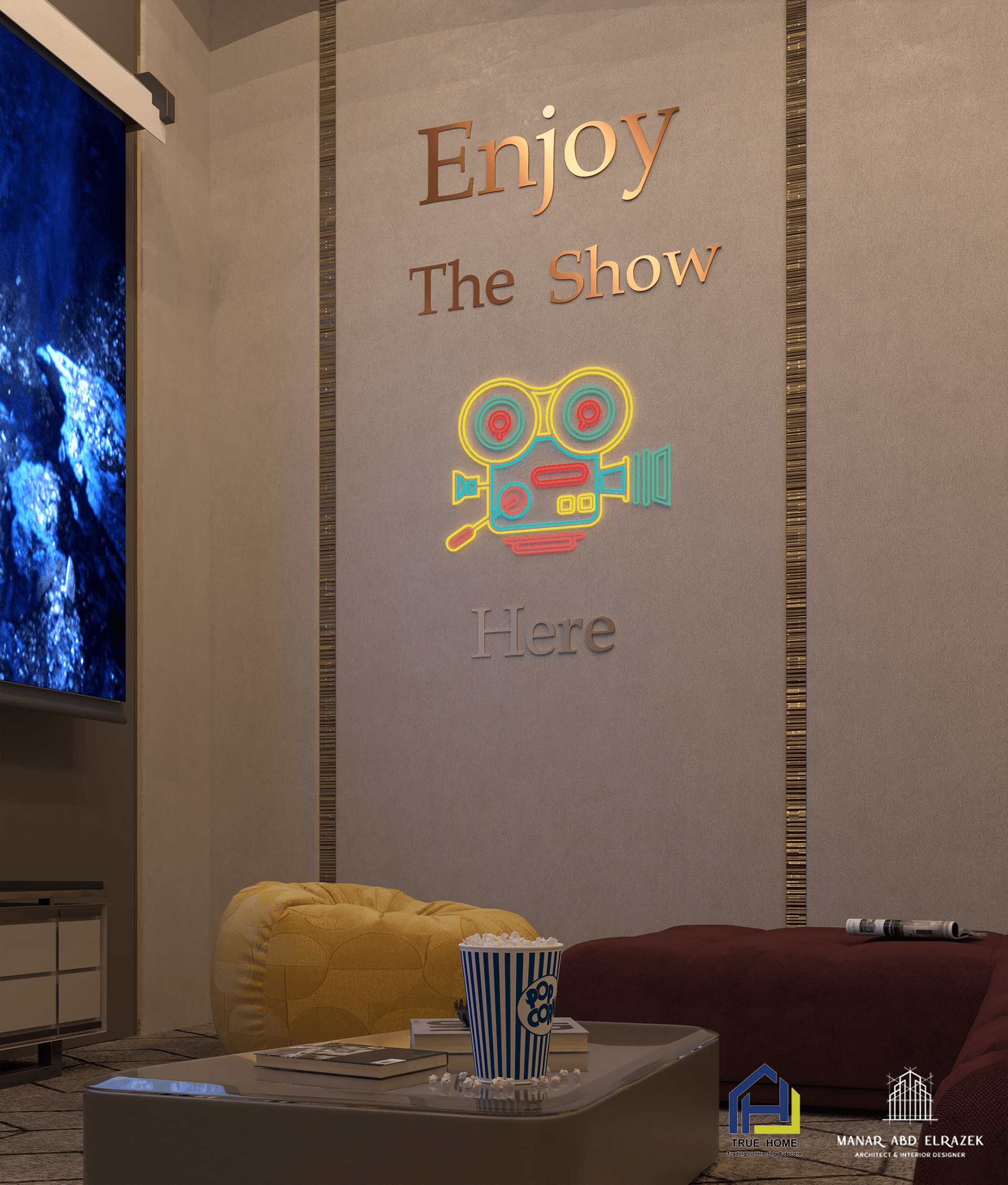 家庭影院室内设计丨卡塔尔丨TRUE HOME-13