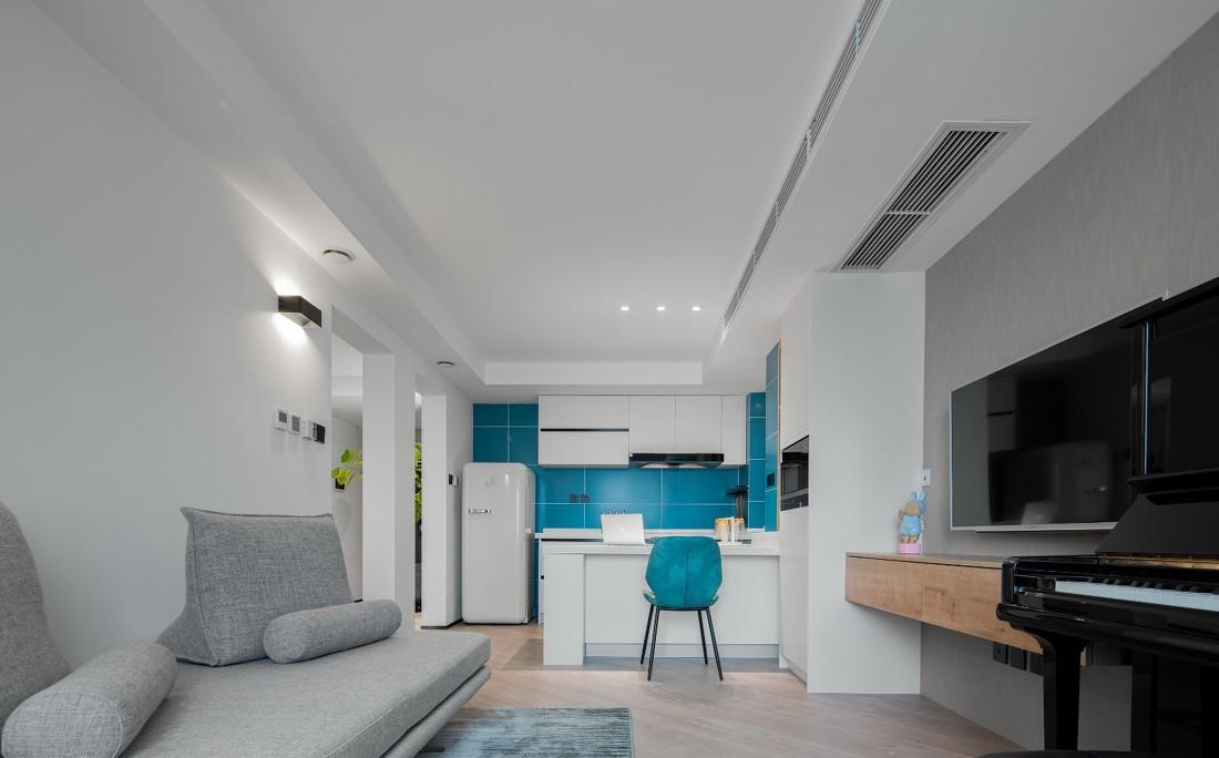 简约黑白灰,138㎡单身男士的现代家居设计-9