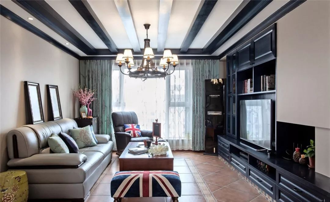 美式混搭风家居设计 | 公共区域棕色调，书房中式风-1