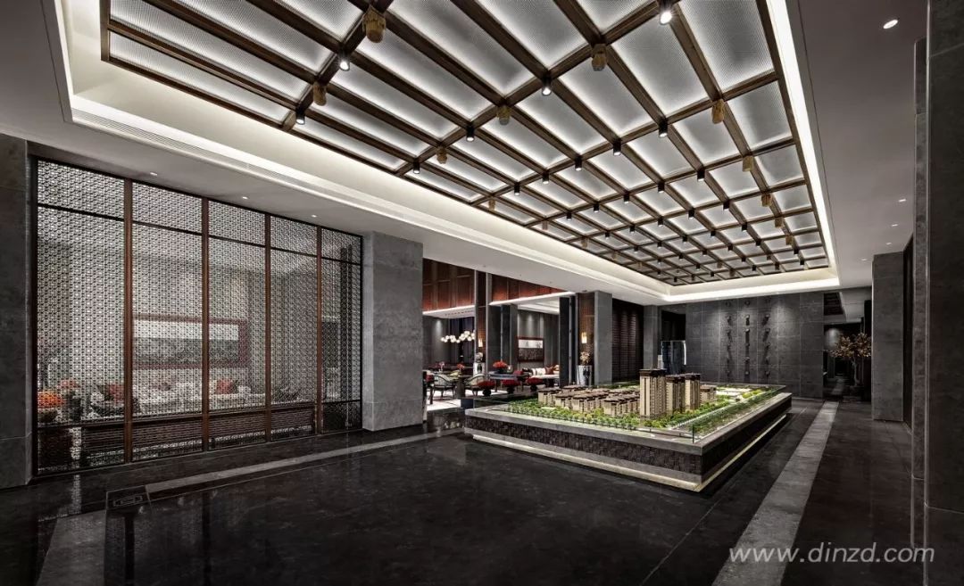 天津津门大院售楼处 | 古韵墨色与现代材质的完美融合-13