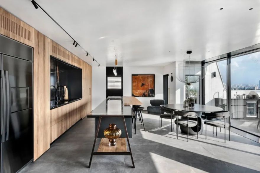 特拉维夫顶层住宅,黑白色调的时尚空间-22