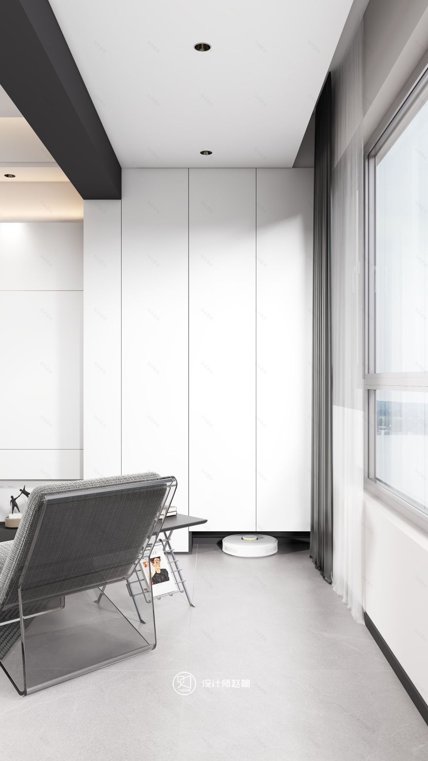 135㎡黑白灰风格住宅设计-12