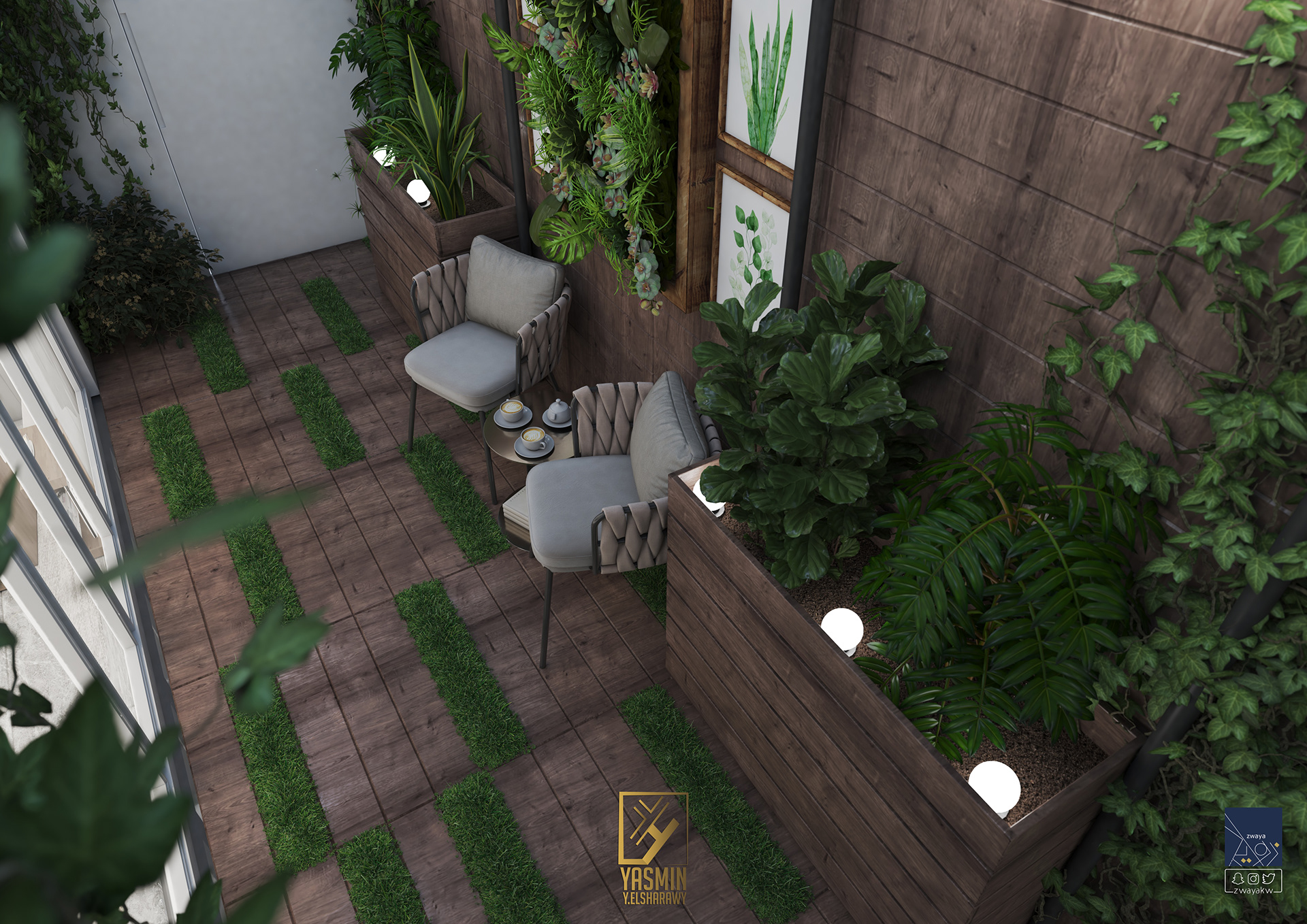 带室内花园的客厅-3