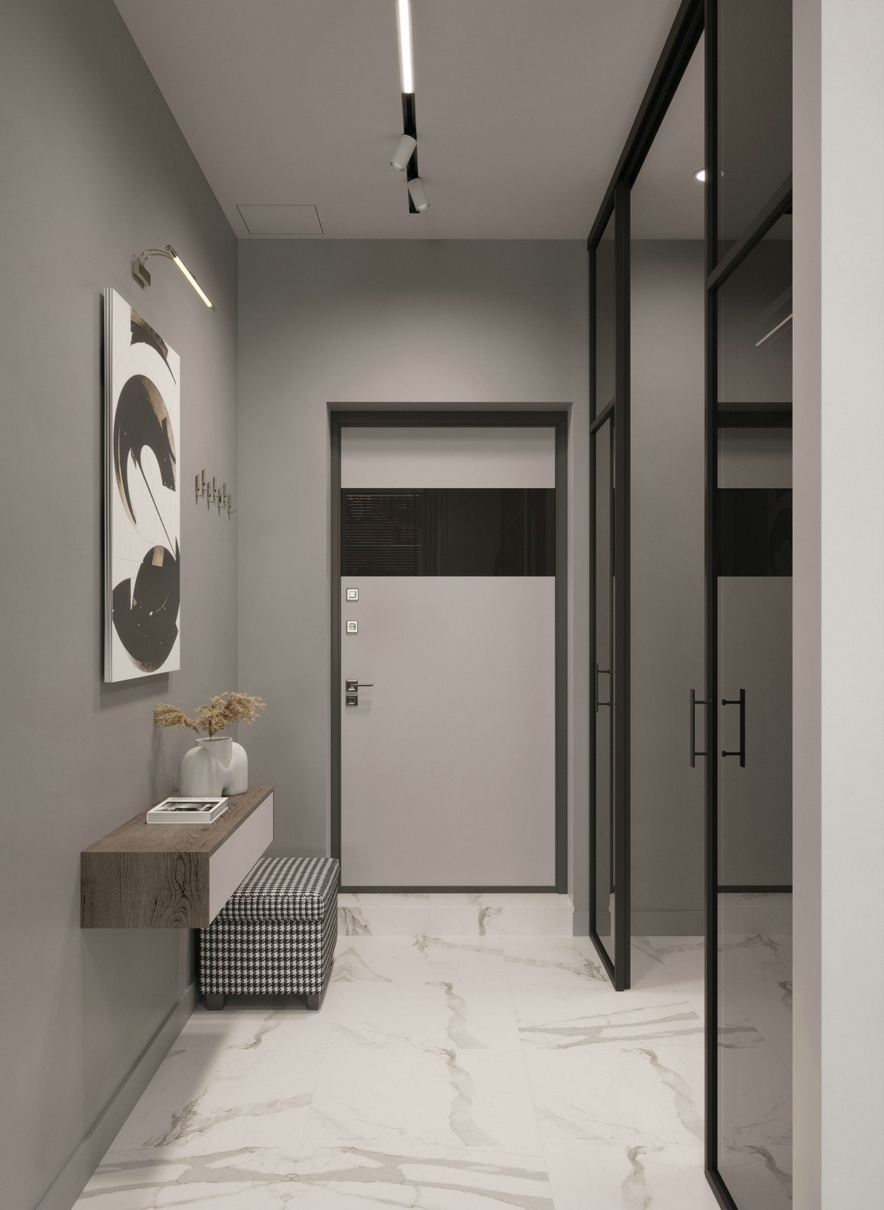 105㎡高级灰色系公寓设计-1