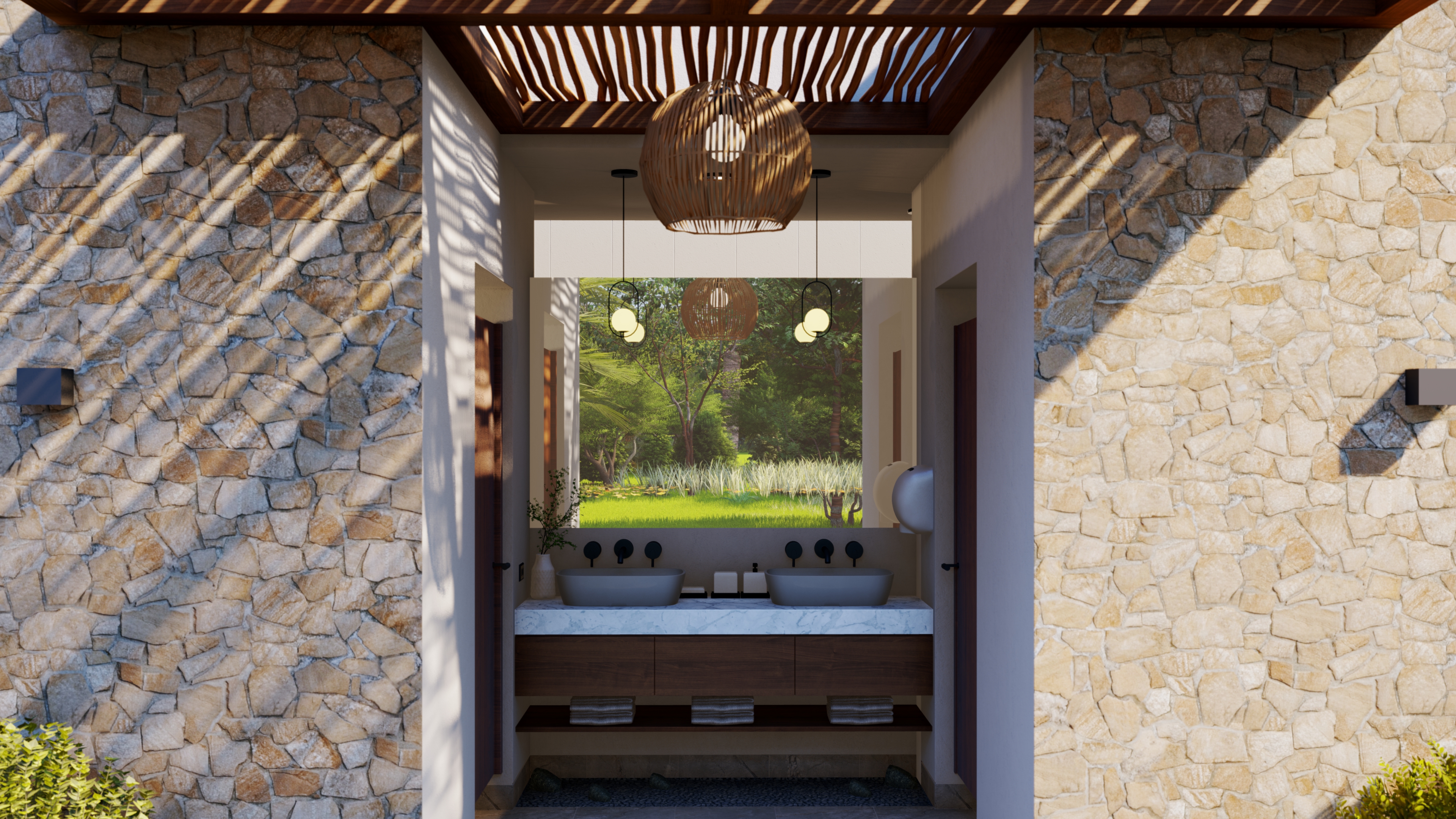 乡村带泳池房屋卫生间设计-10