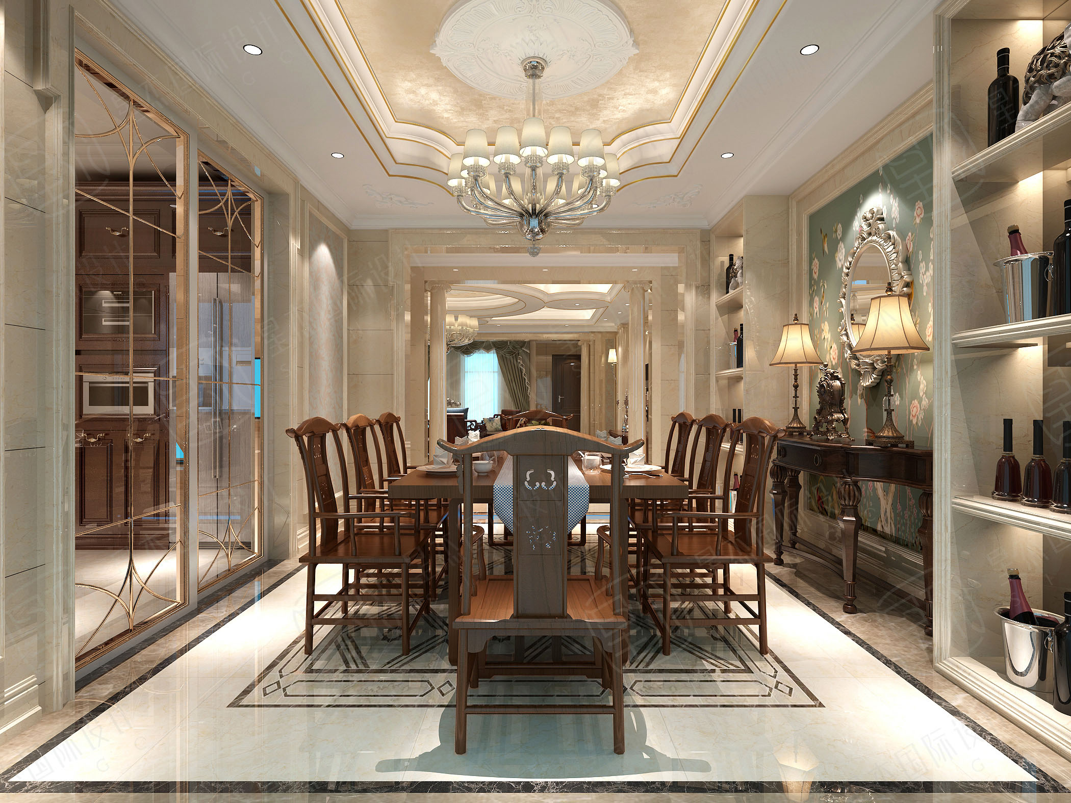 御墅湾欧式混搭风 | 红木与米色的奢华碰撞-9