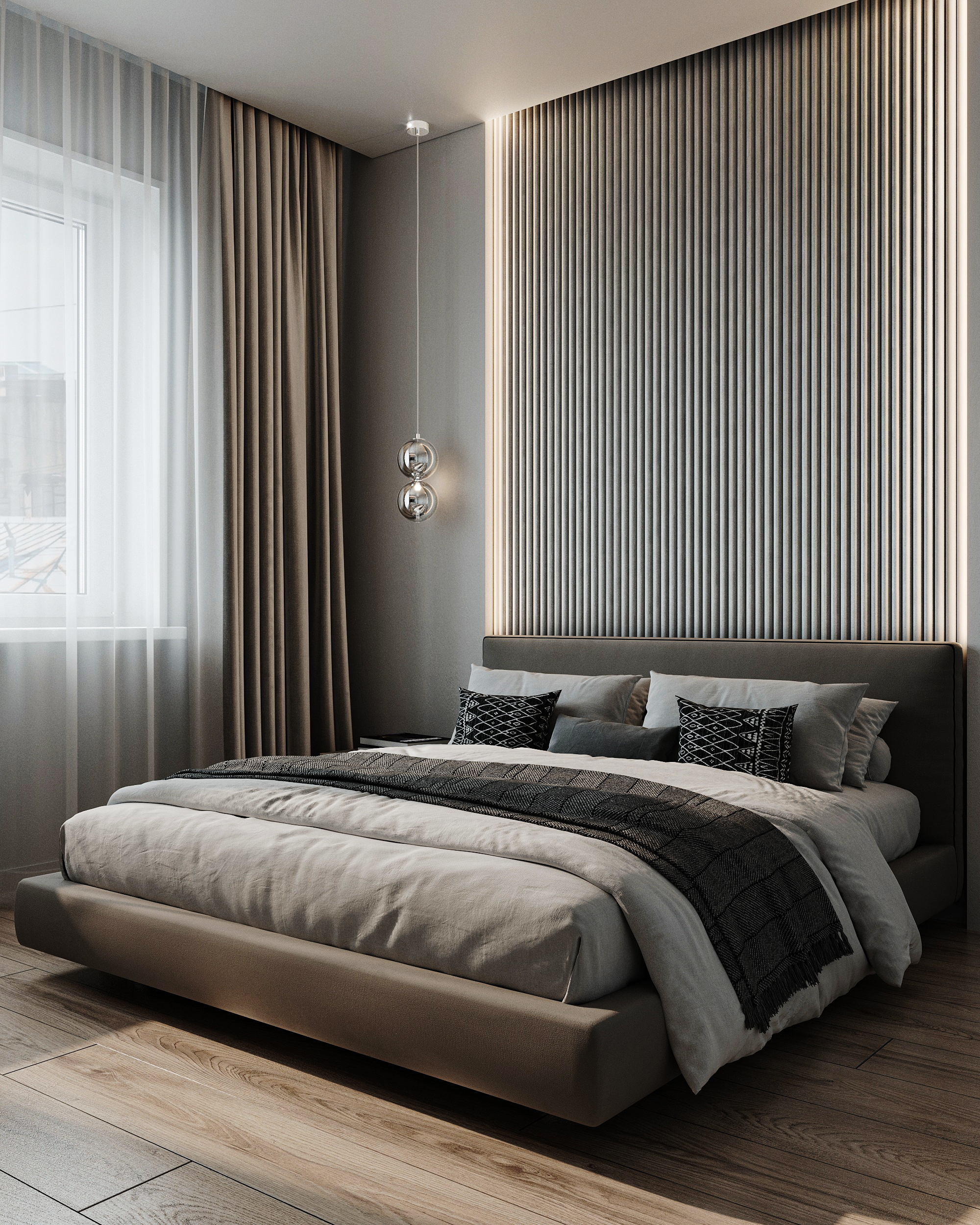 Визуализация спальни с гардеробной-2