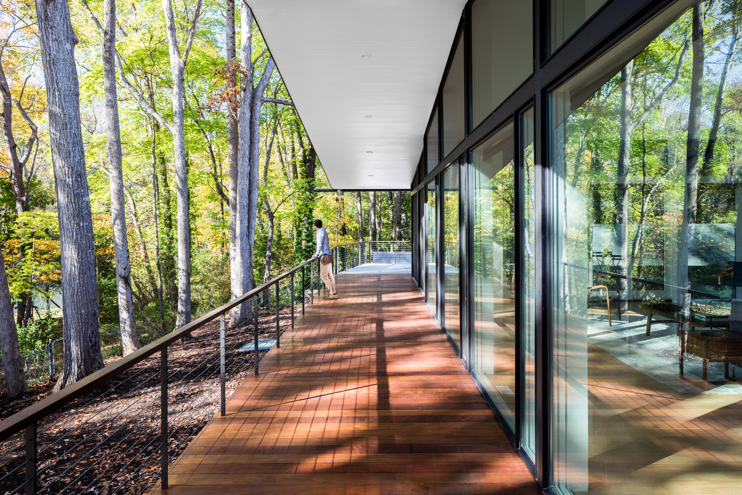郊区森林中的私密玻璃住宅-21
