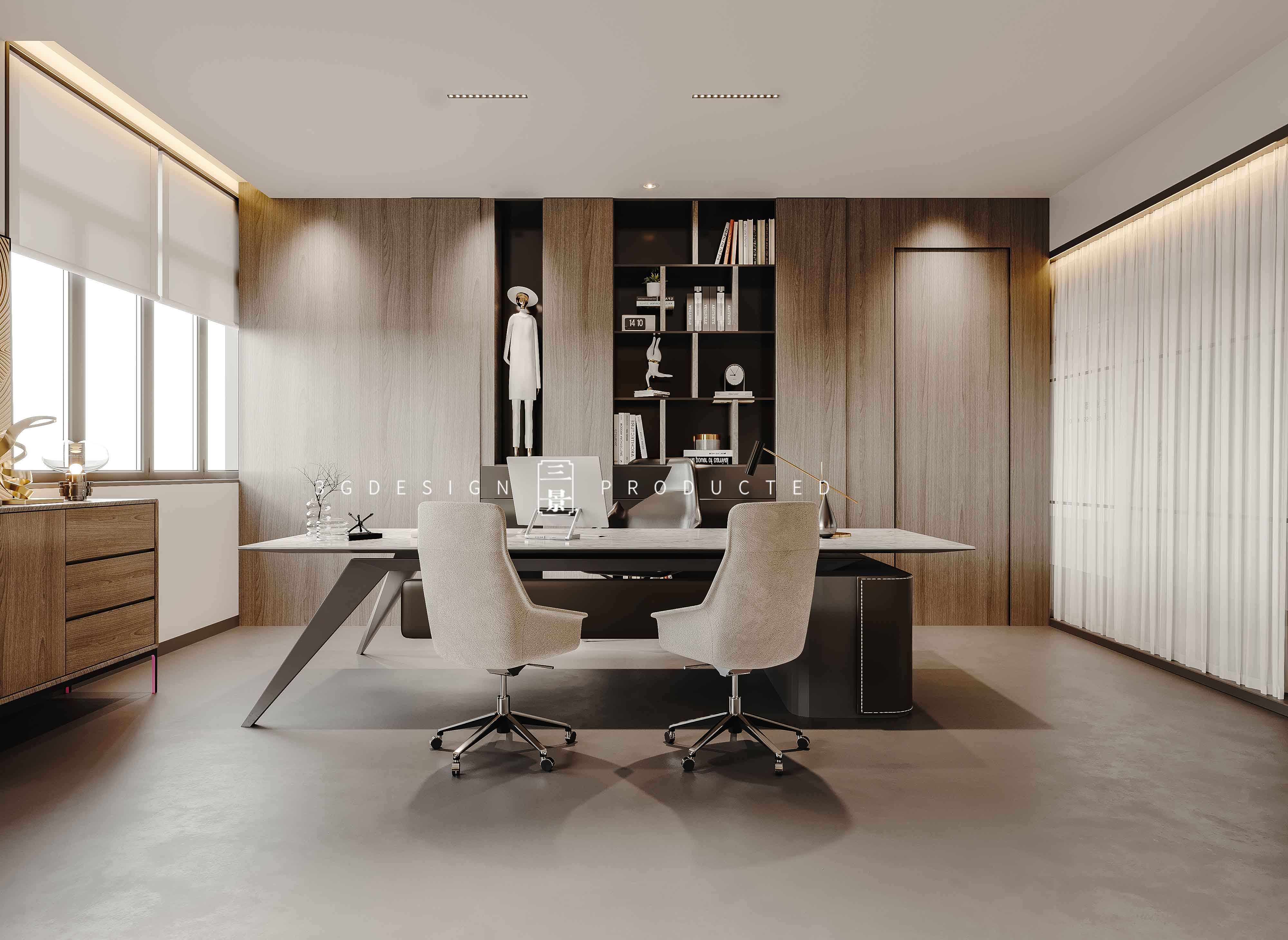 【三景装饰】服装企业办公室展厅-1