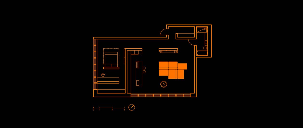 148㎡高级黑+橙色 见证激情的力量，打造经典时尚-0