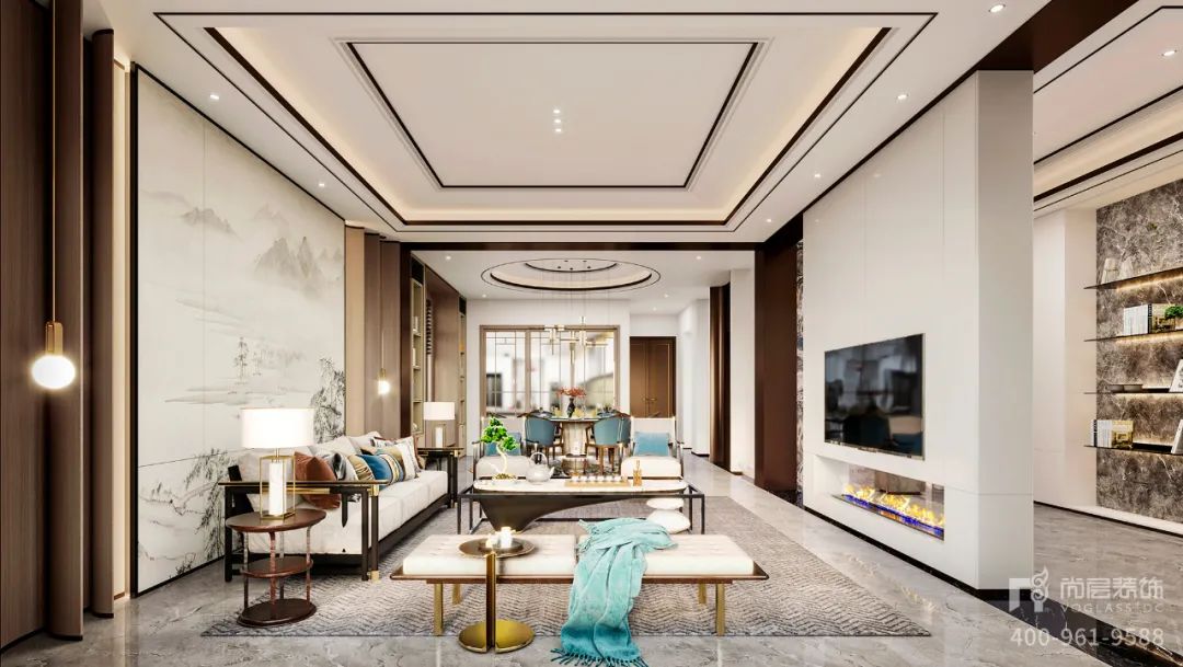 新中式尚层别墅设计丨中国上海丨上海尚层别墅装饰-12