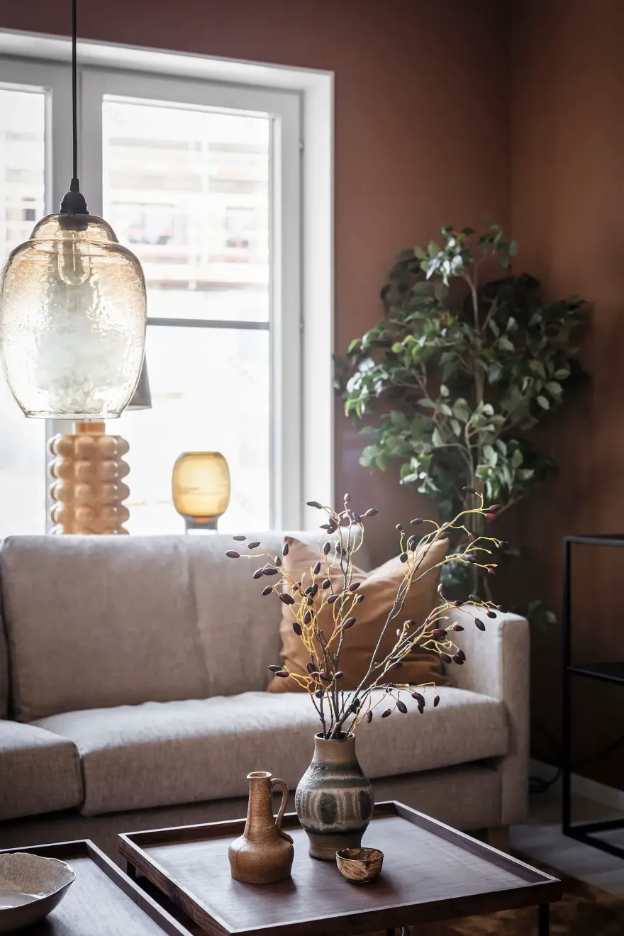 瑞典暖色调半开放厨房公寓设计-2