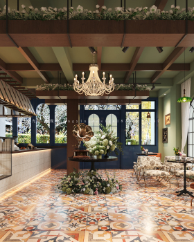 被鲜花包围的咖啡西餐店,太浪漫了