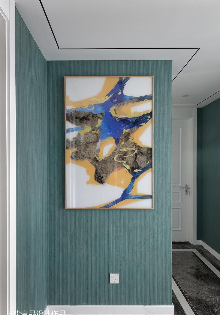 轻奢绿色玄关,精致山水空间-17