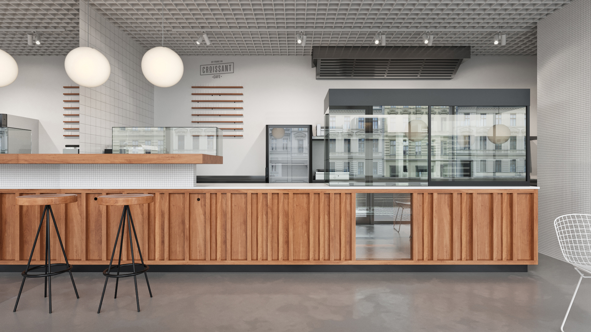 基辅С玫瑰咖啡厅,现代快餐空间设计-4