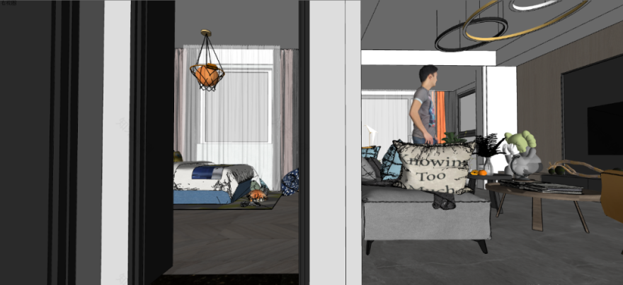 90㎡现代极简鑫利家园,Kaws 新家的空间艺术-55