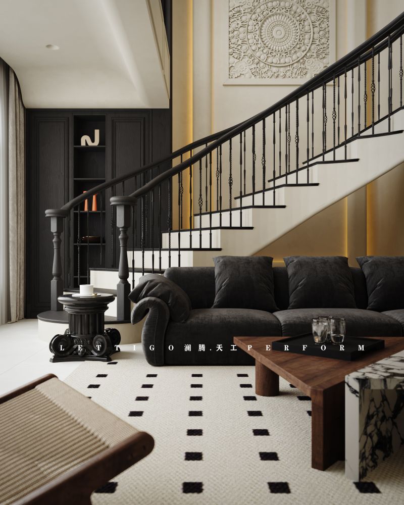 奶油法式挑空客厅+好多特写-2