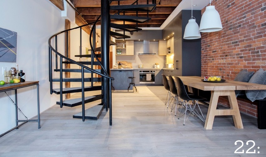 温哥华工业风百年宅 灰色调和红砖墙的完美融合-2