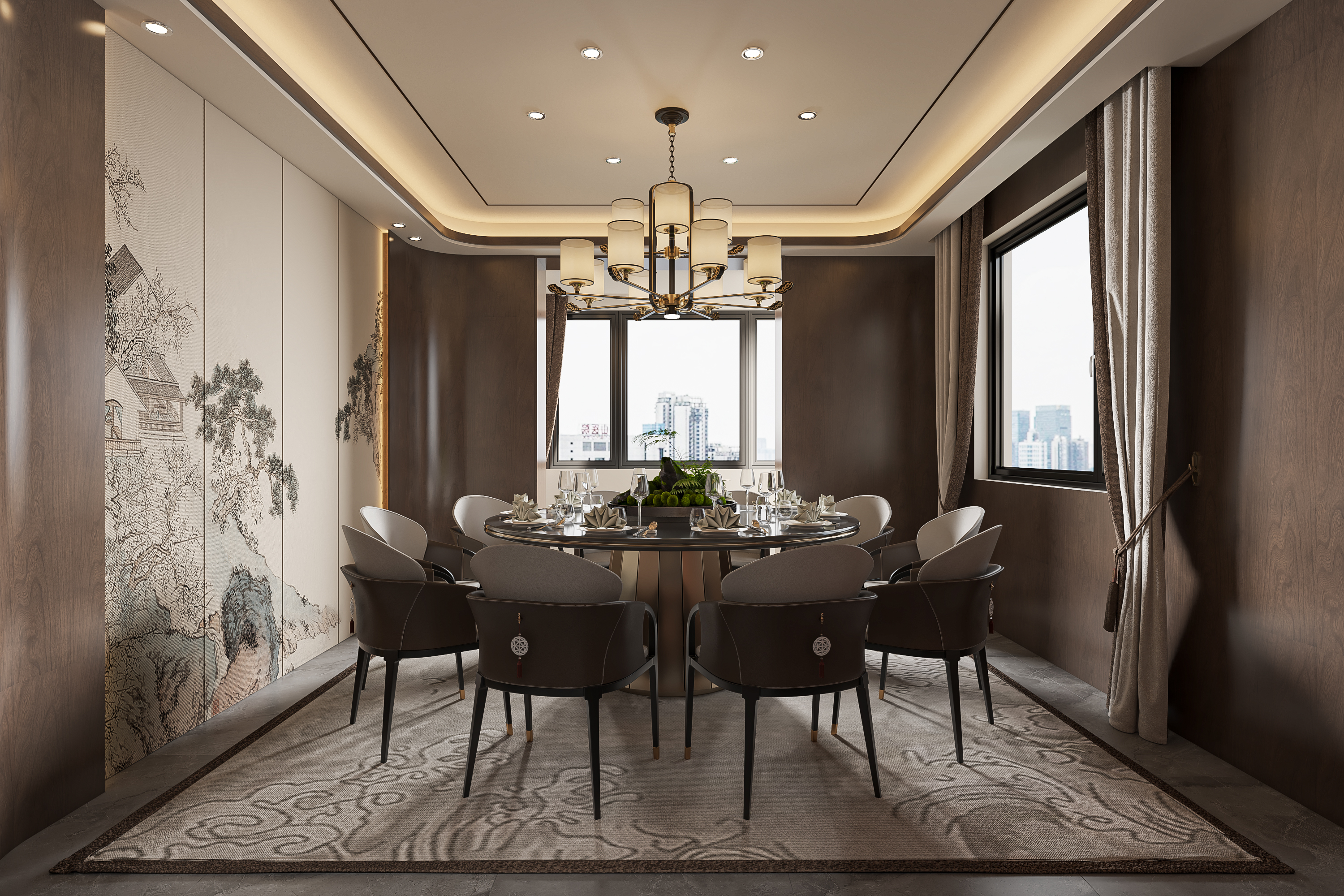 新中式高端会所—择木创建新晨效果图-2