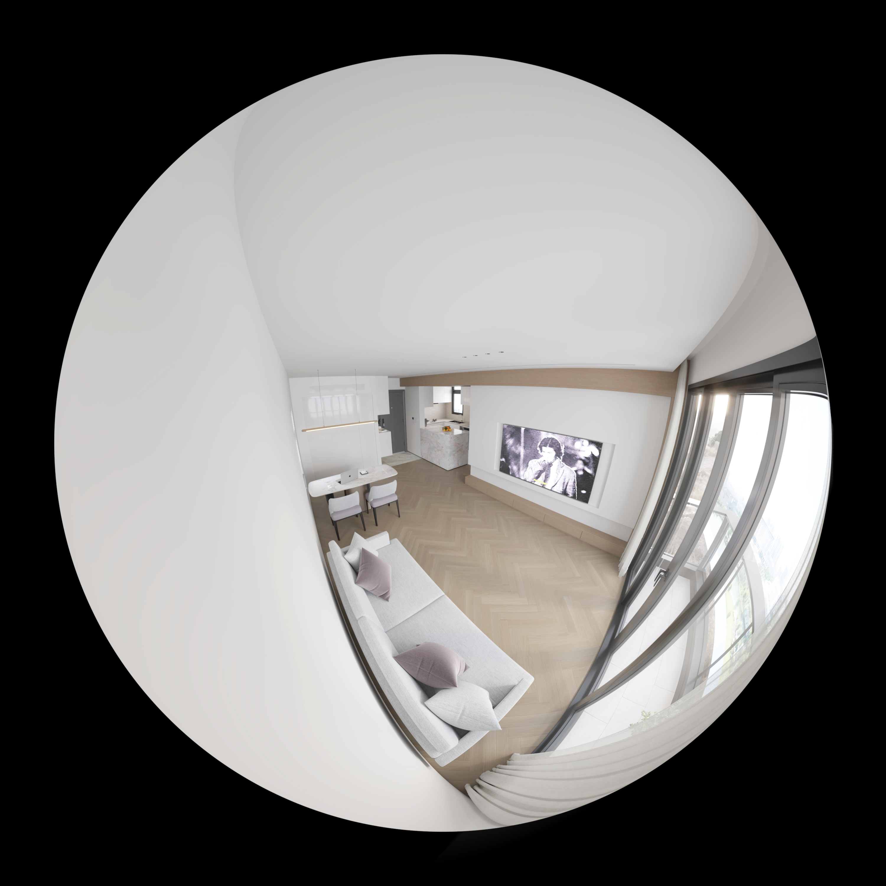 近期渲染，现代简约室内小户型住宅香港豪宅装修效果图视觉表现-12