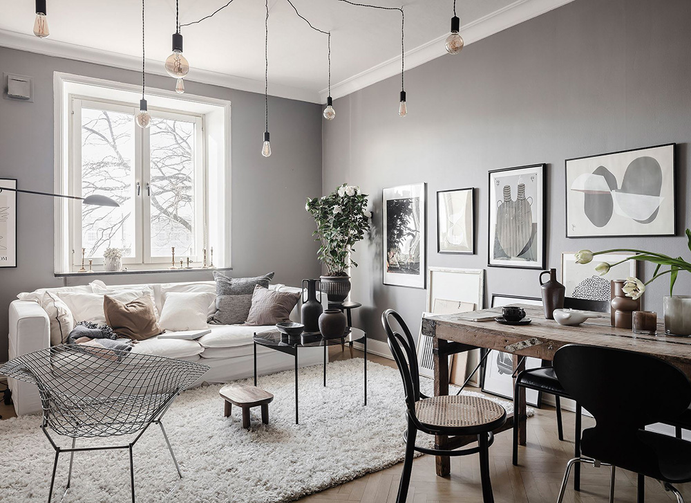 哥德堡 51 平米时尚公寓 | 灰墙砖厨、复古走廊，小空间大创意-3