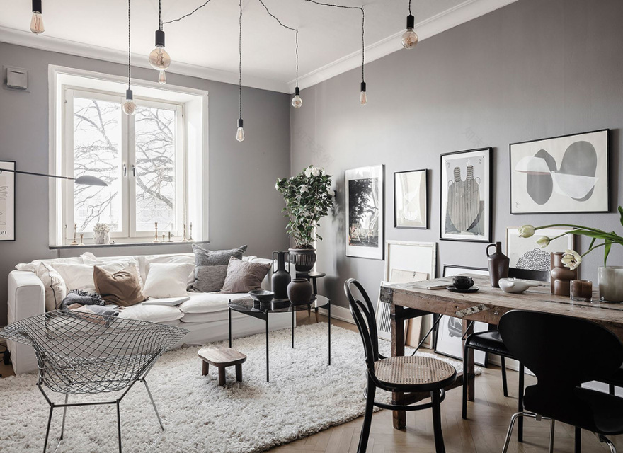 哥德堡 51 平米时尚公寓 | 灰墙砖厨、复古走廊,小空间大创意-3