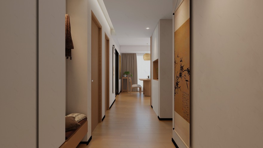 正弘毓秀·129㎡新中式原木极简大平层-9