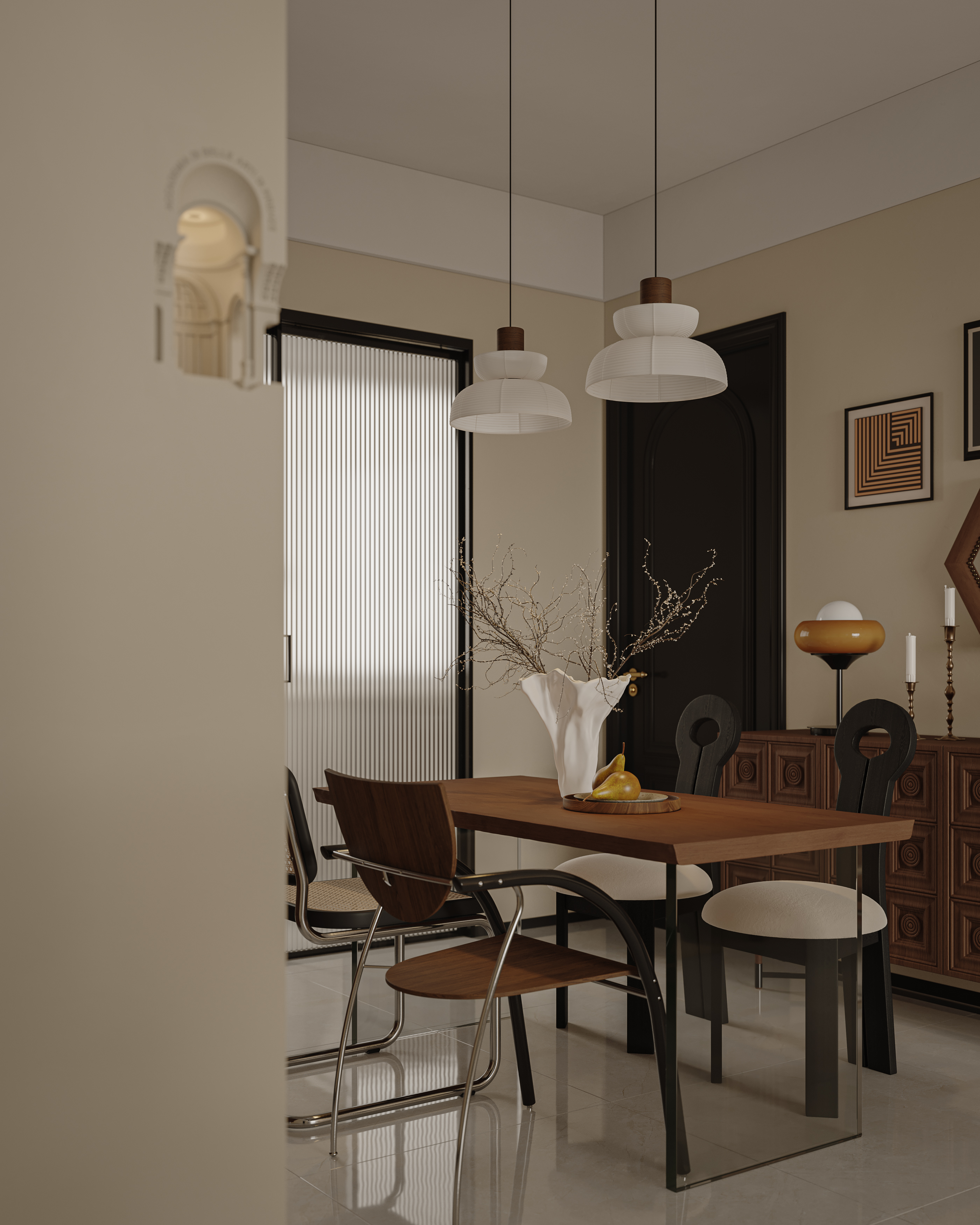 绘感视觉设计——小户型奶油中古风设计案例-5