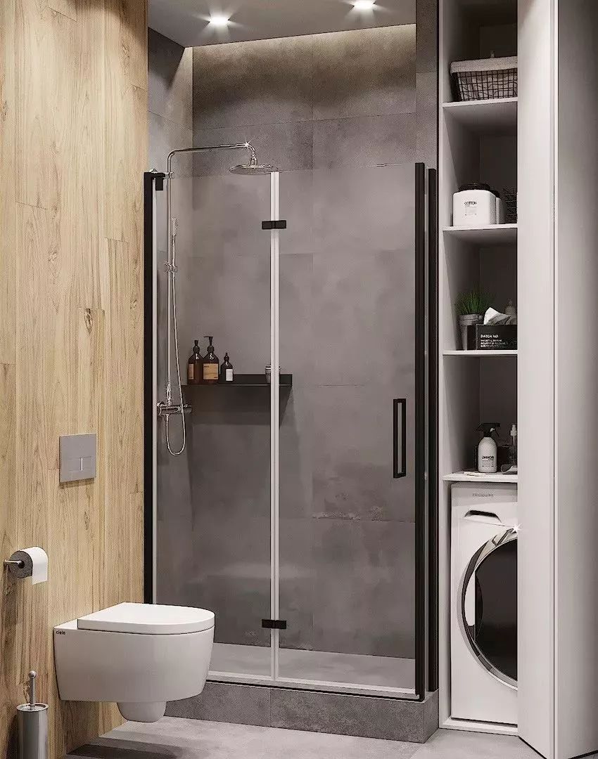 5㎡卫生间高级设计方案 | 洗衣机巧妙融入洗漱台与收纳柜-69