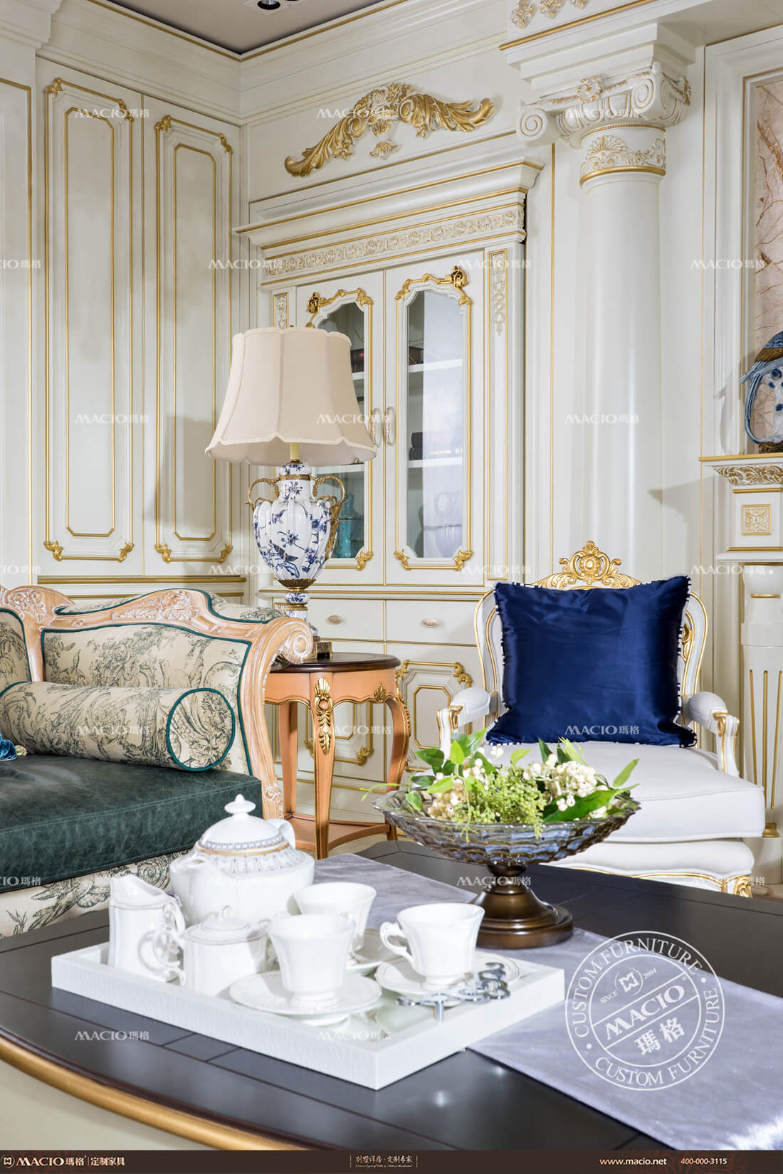 玛格名墅公馆法式优雅客厅定制-3