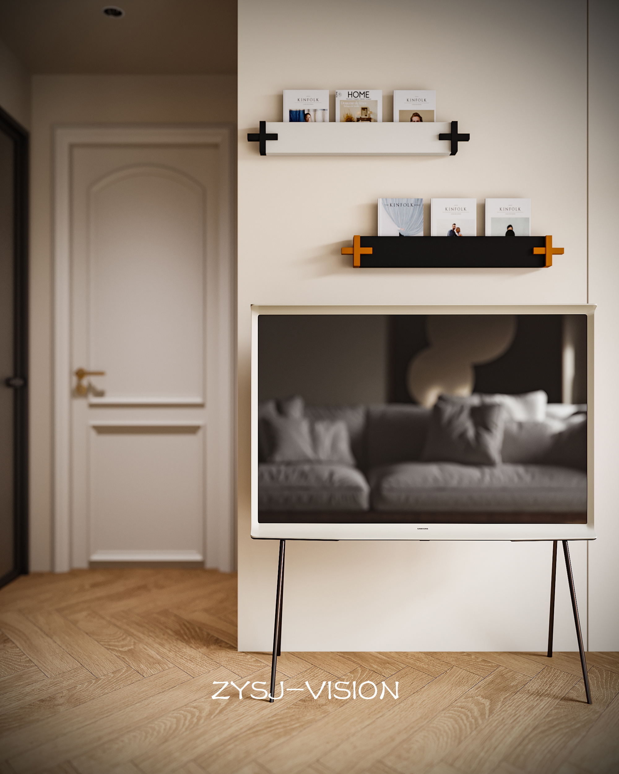 复古与未来的对话 · 一个带猫屋与佛龛的中古风客厅-2