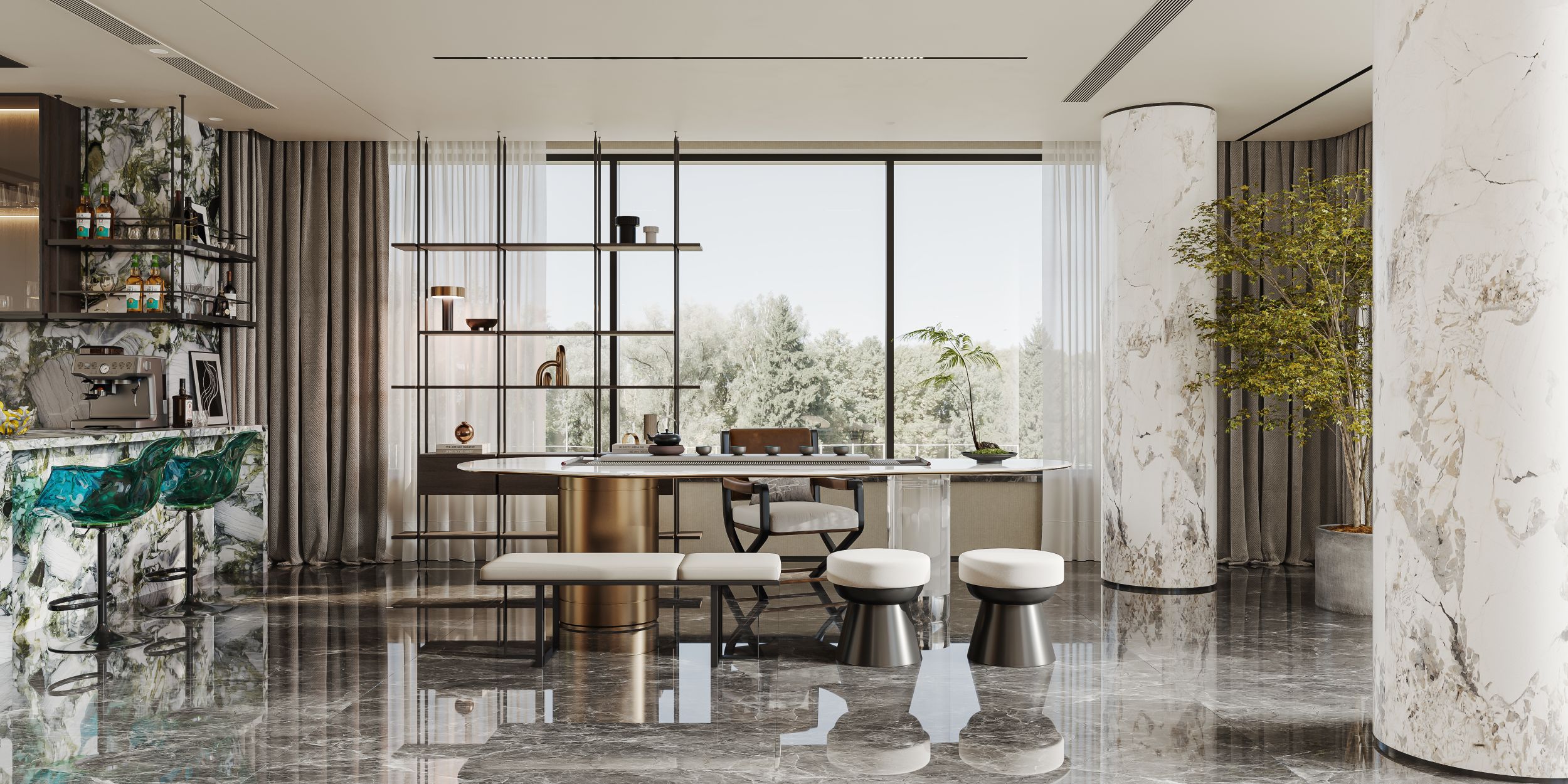 现代轻奢|客餐厅效果图-9