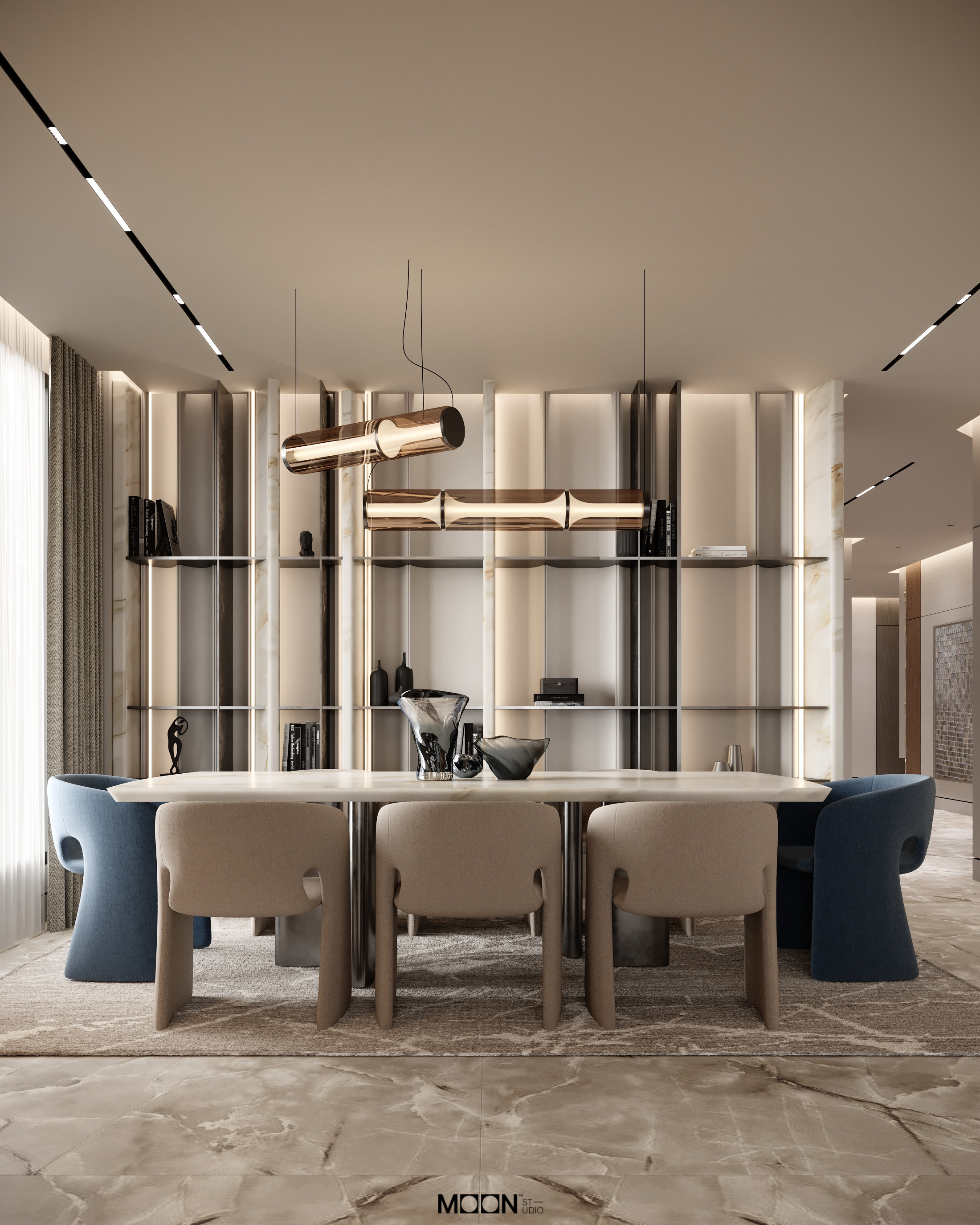 此处desgin可能拼写错误，正确的应该是design，Hall design可翻译为大厅设计 丨Moon Studio-21