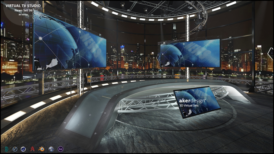 虚拟电视演播室新闻场景 36-10