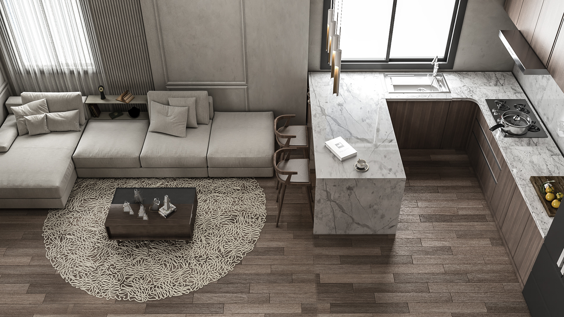 140㎡中性色系空间设计 既温暖又舒适-3