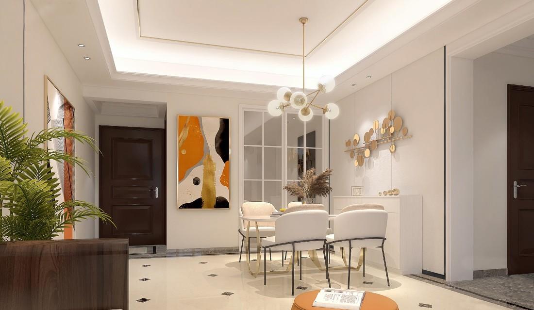 轻奢现代家居,金属橙蓝的艺术空间-4