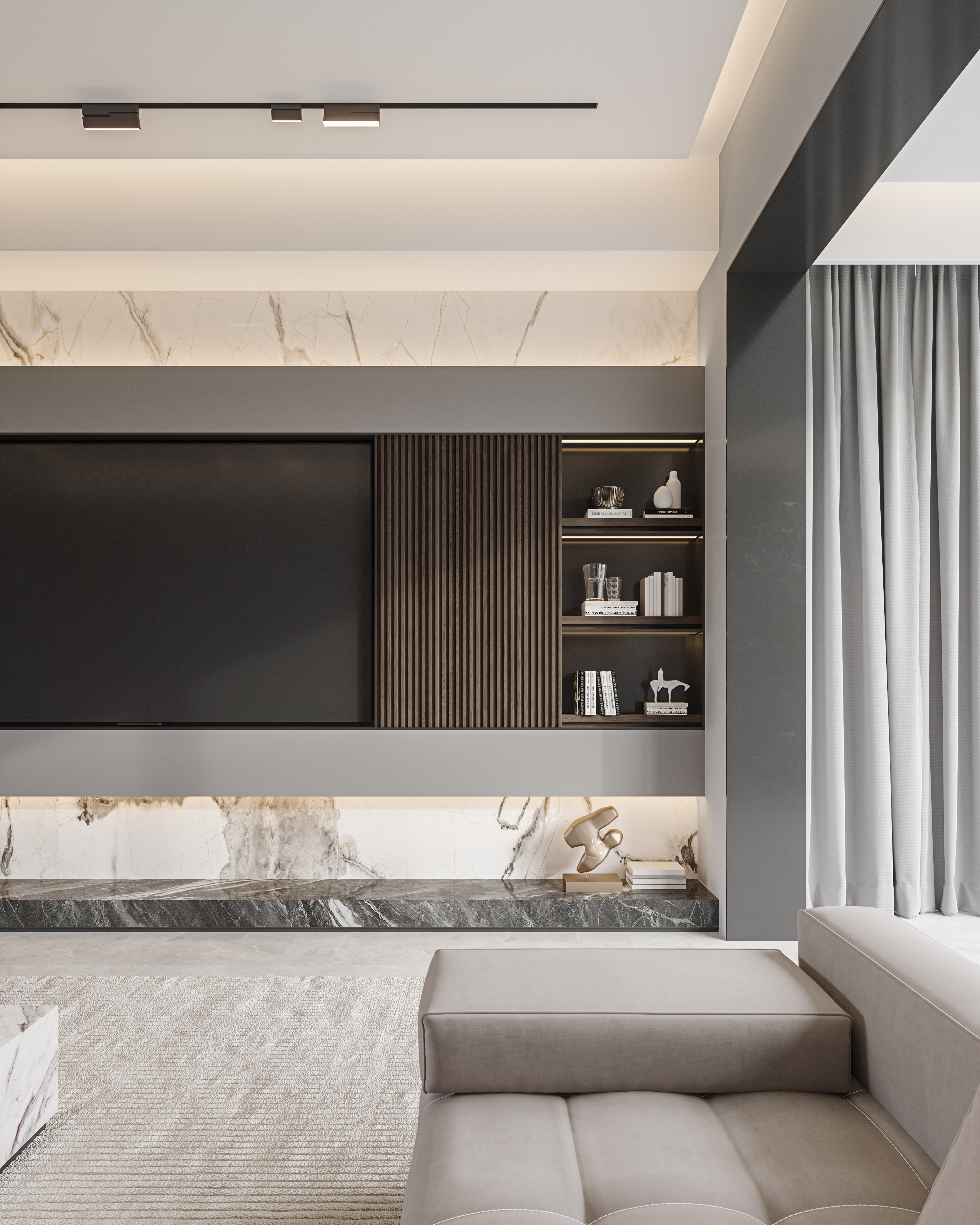 原木+高级灰现代风格空间设计-5