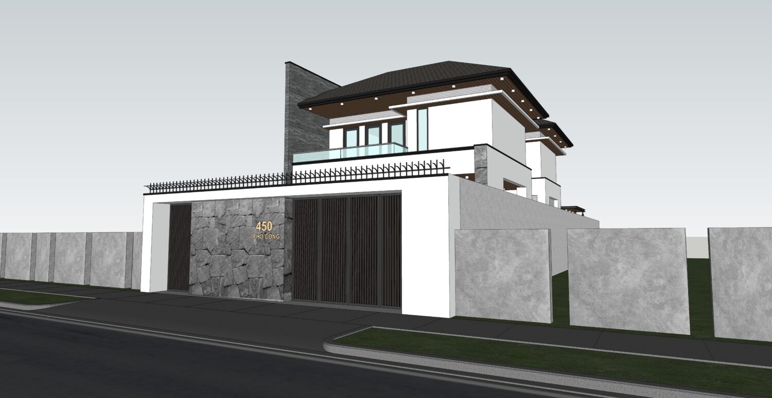 7484. Free Sketchup Villa Exterior Model Download-8