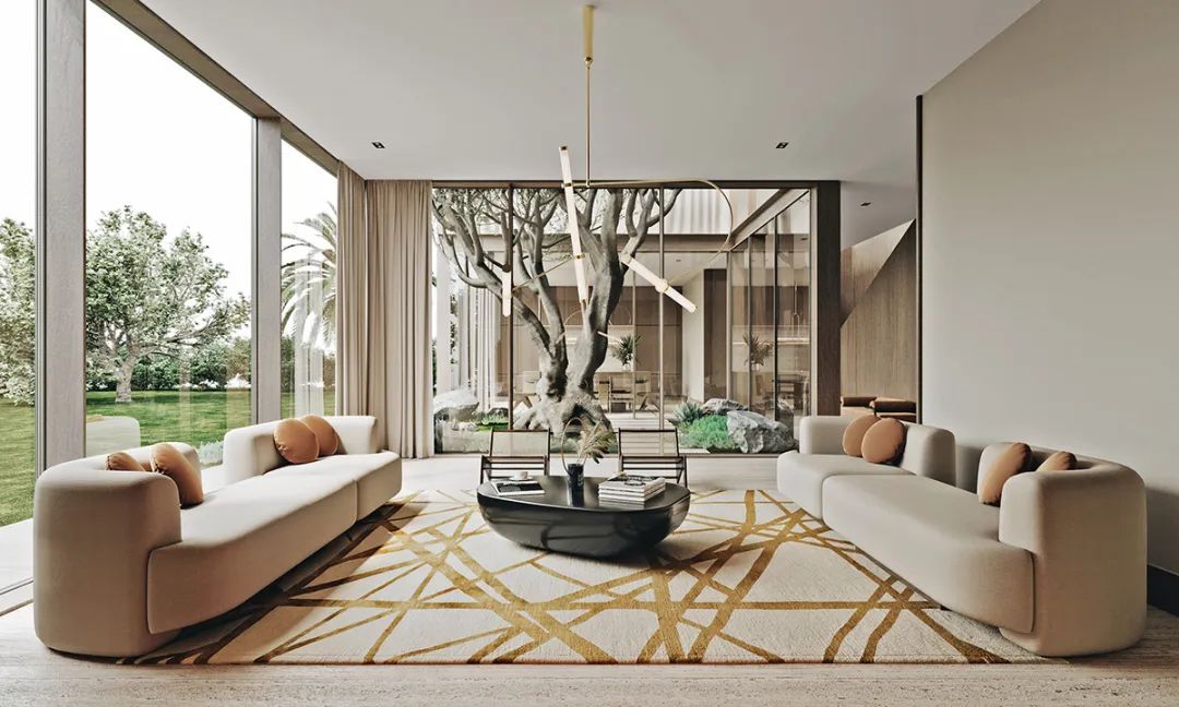 现代米色客厅设计 40 例，时尚元素打造惊艳空间-43