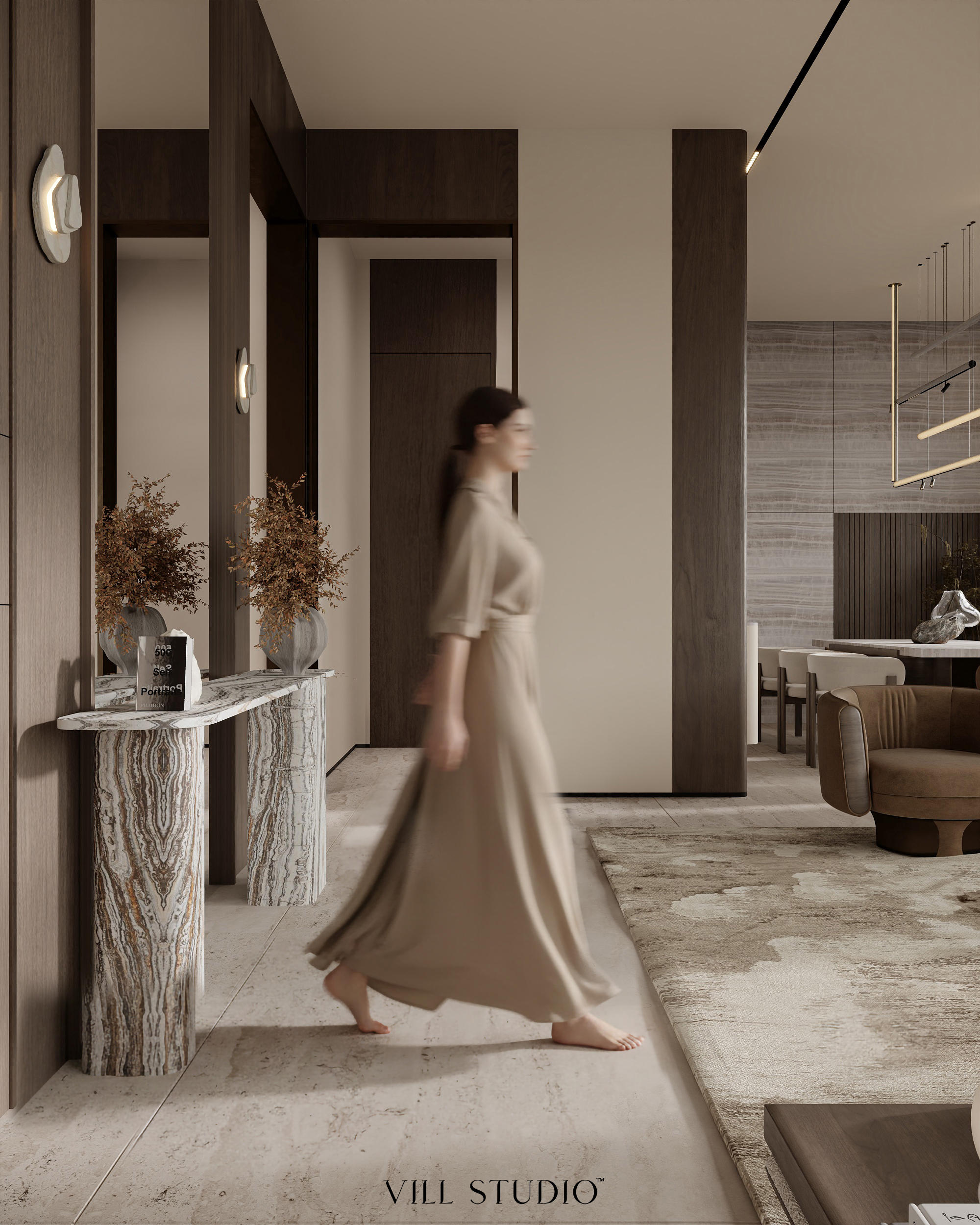 LUXURY VILLA LIVING & DINING INTERIOR DESIGN | KSA-24