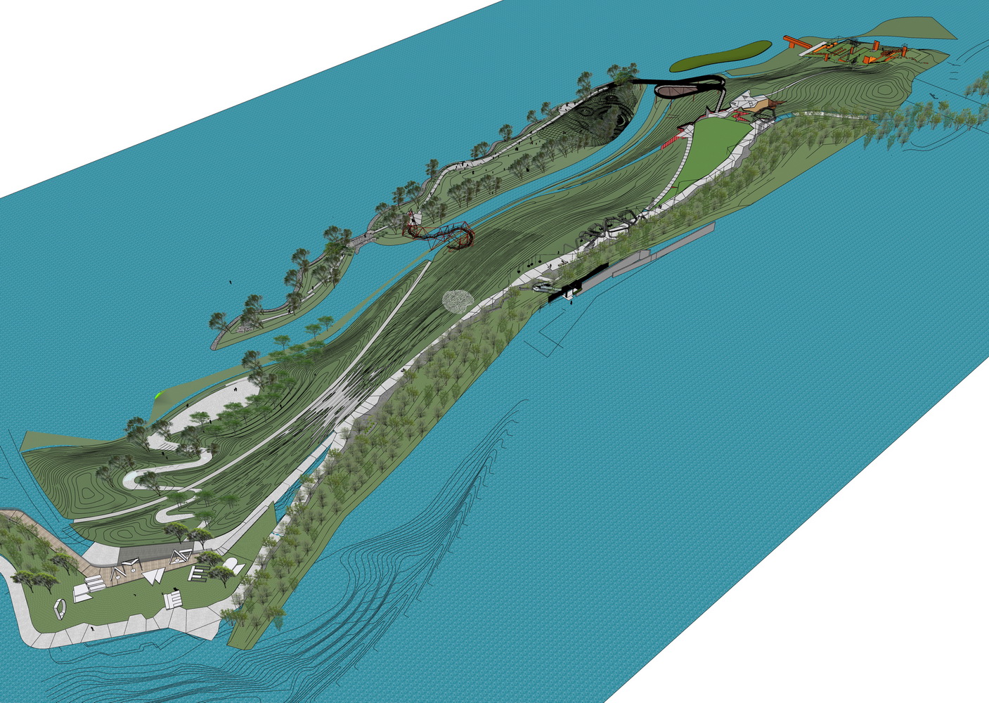 重庆万华麓湖麓悦麓溪湖麓悦公园SU模型-7