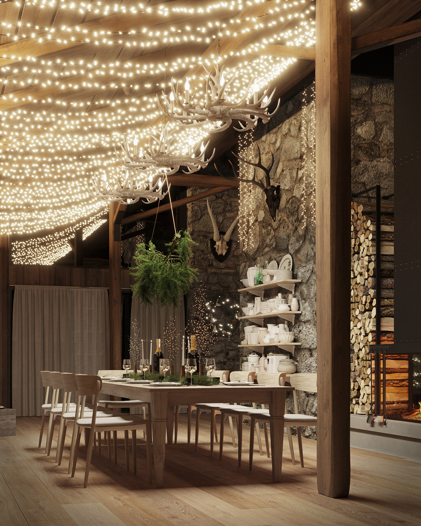 俄罗斯奢华别墅的圣诞清晨-4