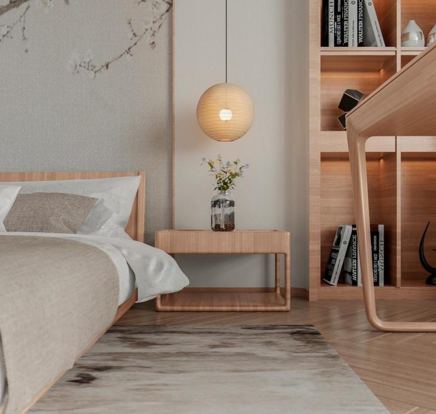 新中式家居设计 | 双 L 造型电视背景、无主灯设计-20