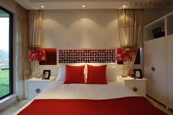 心怡·紫晶城A户型 新中式样板房 红与白-6