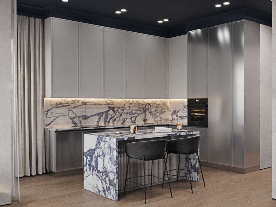 厨房 起居空间 · 公寓丨Alisa Ostapnko-7