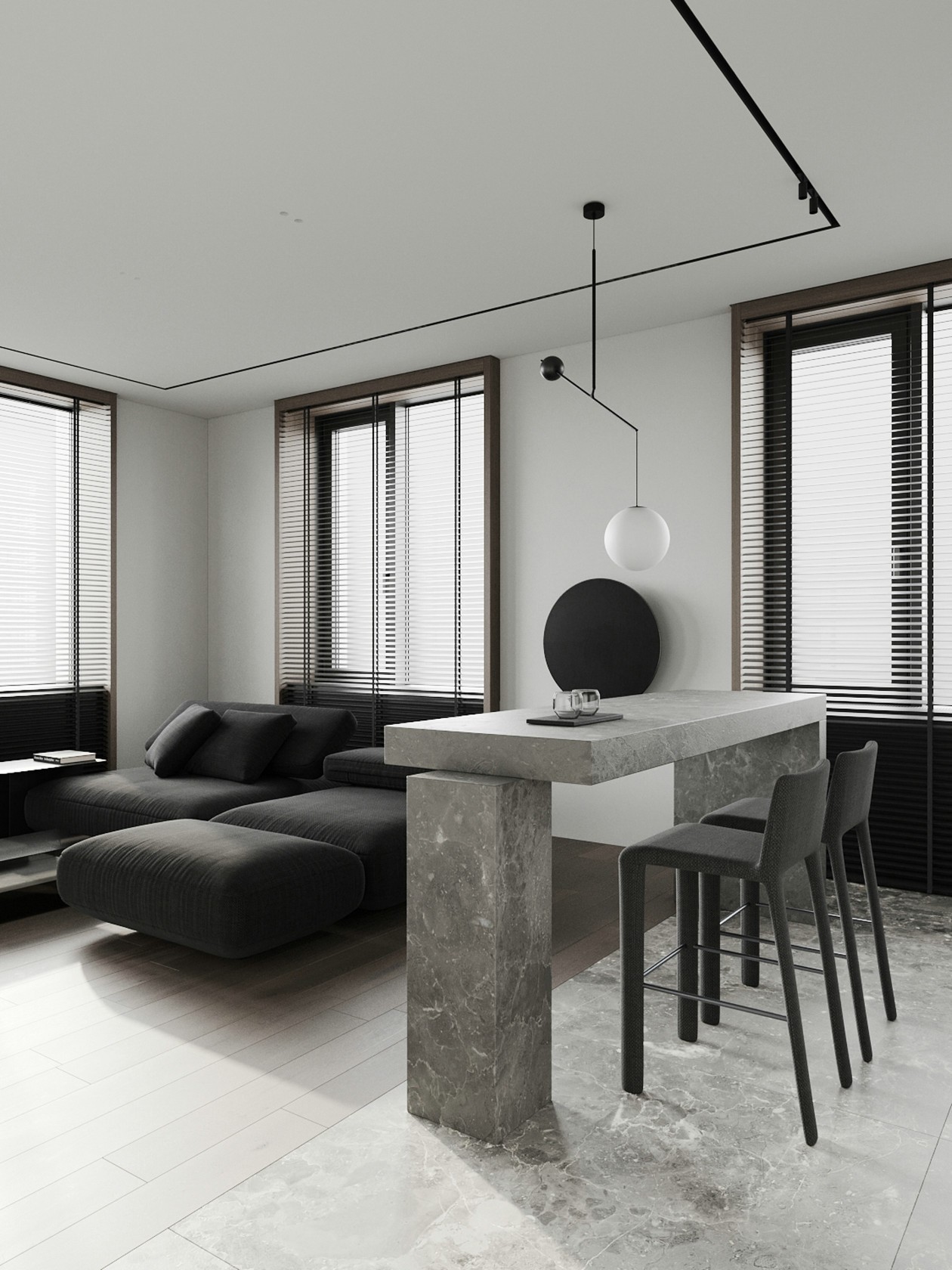 高级黑色系小空间公寓设计 既沉稳又有设计感！-5