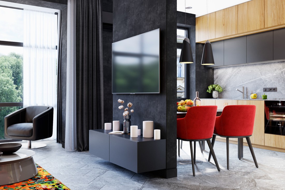 乌克兰 116㎡惊艳红色时尚美宅-4