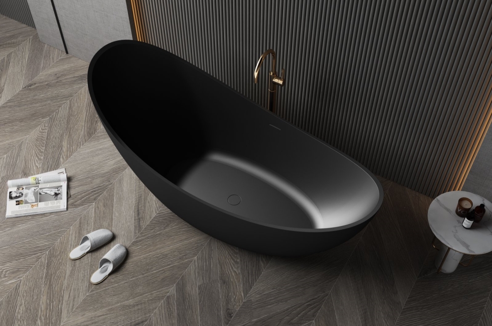 酒店高级感月亮型人造石浴缸-5